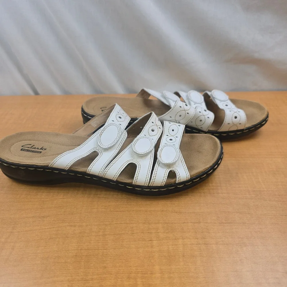 Collection by Clarks Women's Sandals Size 11 White Hook & Loop adjustment